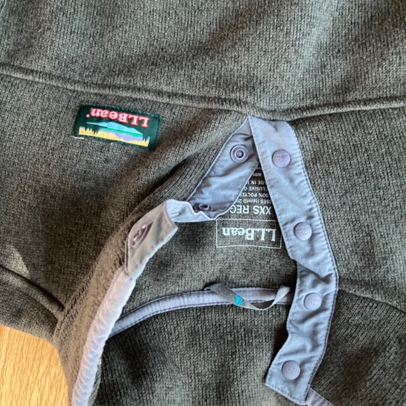 L.L. Bean Sweater Fleece Pullover Olive Green Turtleneck - Picture 3 of 6